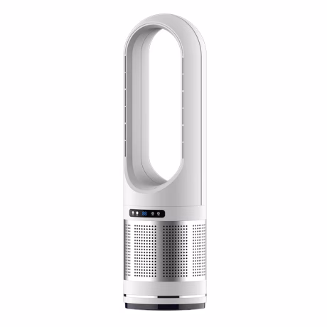 Bladeless Fan With Remote, Temperature Display Low Noise Timer Black Cooling and heating Fan Bladeless