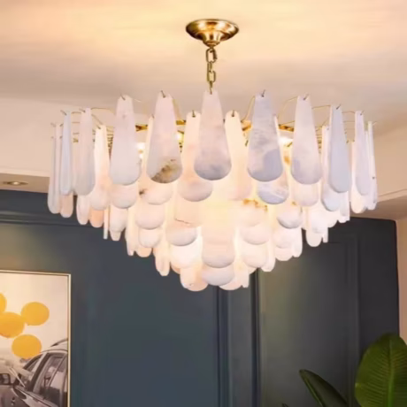 Brass Base Pendant Lights Kitchen Island Marble Pendant Lighting Dining Room Flake Marble Chandelier Lamp Fixtures