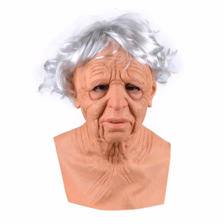 Carnival Full face Bald old Grandma latex scary old man mask white-haired Grandma mask Halloween decoration mask