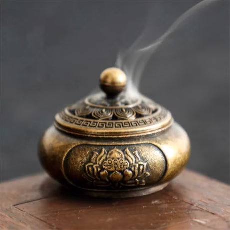 Classical Antique Three Legged Incense Burner Household Indoor Decorative Zen Sandalwood Carving Incense Burner