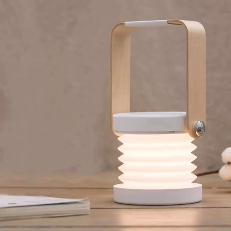 Creative Rechargeable Portable Bedside Folding Night Light Wooden Table Lamp Camping Foldable Table Lamp Usb Retractable Led