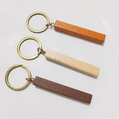 Custom DIY Gifts Handmade Keychain Wooden Key Tag with Split Ring Key Chain
