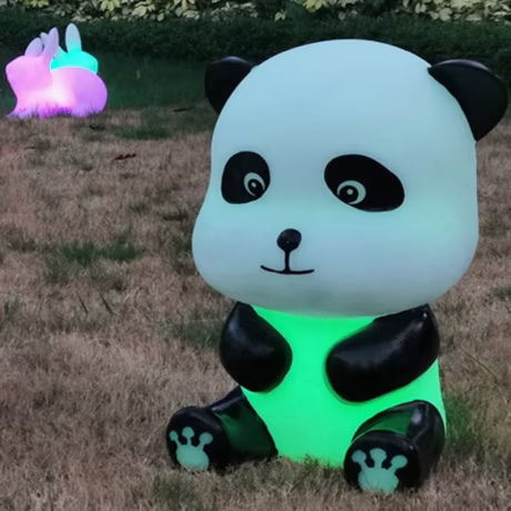 Cute Panda Night Lamp Decoration Garden Panda Motif Light Park Patio Lawn Landscape Lamp Kid Favorite Birthday Gift