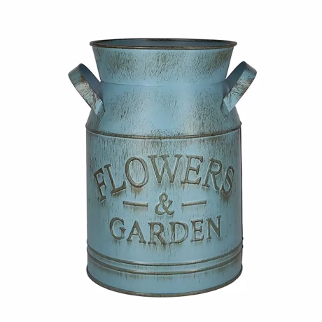 Dropshipping Vintage Flower Vase Rustic Farmhouse Vase Metal Galvanized Milk Can Tin French Country Vase Bucket for Home Decor