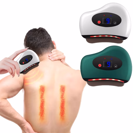 Electric Smart Hot Stone Heating Vibrating Scraping Fat Burning Neck Gua Sha Instrument Carrying Massager