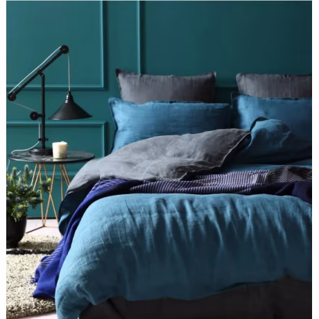 European Double sided plain linen duvet cover Queen size Purple and brown duvet cover bedding set