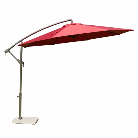 FEAMONT 10ft Straight Patio Parasol Single Design Red Steel Rotating Hanging Umbrella Wholesale