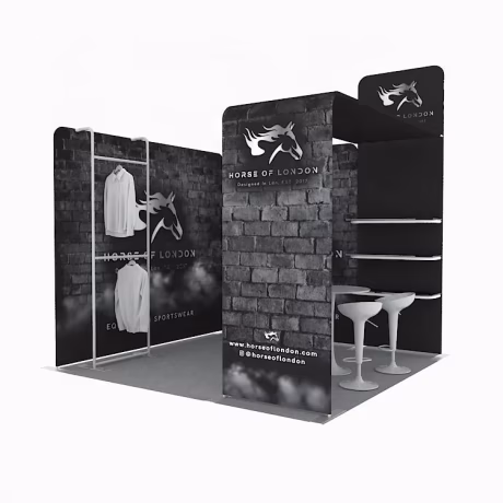 Folding aluminum Tube 10x10 Portable Tension Fabric Backdrop Clothing Rack Display Tradeshow EXPO Garment Trade Show Booth