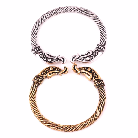GX168 Huilin Jewelry Handmade antique silver bronze Screw Nail Wolves Norse Viking Wolf Bangles Bracelets