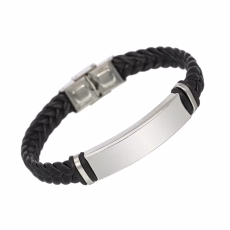 Handmade Leather Cuff Bracelet Wholesale Price Personal Engraved Stainless Steel Bracelet Fast Delivery Engraved Men Jewelry
