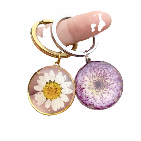 Handmade REL Birth Month Real Flower Necklace and Keychain Botanical Inspired Mother's Day Gift Unique Pressed Flower Design