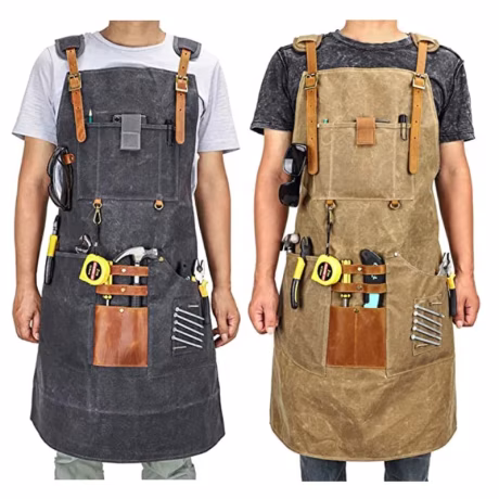Heavy Duty Thick Canvas Apron With Tool Pocket Unisex Waterproof Cross-Back Strap Custom aprons for Woodworking Gardening