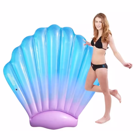 High Quality Factory 0.25 Pvc Water Pool Float Blue Shell For Party Inflatable Float Blue Shell Swim Pool Float Bed