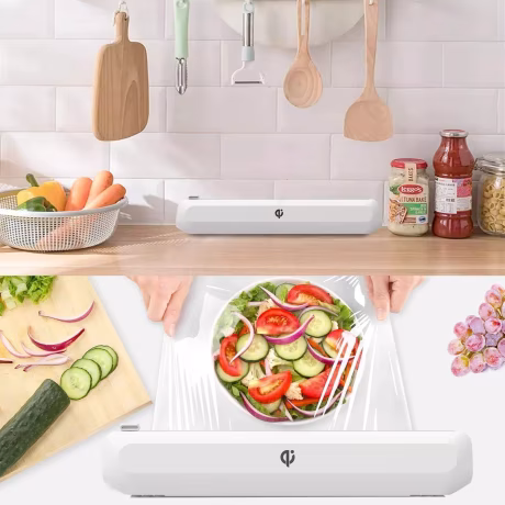 Home and Kitchen Wrapping Film Household Kitchen Items Cling Film Cutter Pe Packing Material for Food Kitchen Utensils Grey QJ