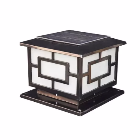 Hot sale antique outdoor pillar light Matel garden lamp post classic solar garden light