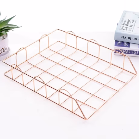 Hot Sale Folding Wrought Iron Letter Magazine Newspaper Holder Storage Rack File Tray Office Desk Organizer Supplies