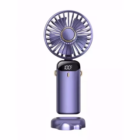 Hot sale Outdoor camping Mini Handheld Portable Air Cooling electric LED Digital Display Small Handy Folding desk stand hand Fan