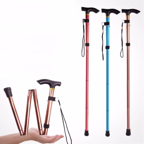 Hot Sale Portable Foldable cane Outdoor Mountain Climbing Aluminum Alloy Walking Stick