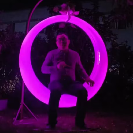 Hotel Landscaping Moon Patio Swings with RGB Color Lighting Garden Hanging Swing PE Leisure Rocking Chair