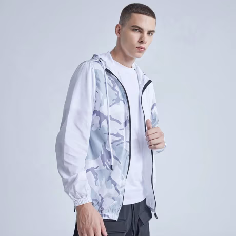 In-stock Item Splicing Windproof Windbreaker Casual Zipper Jacket Men
