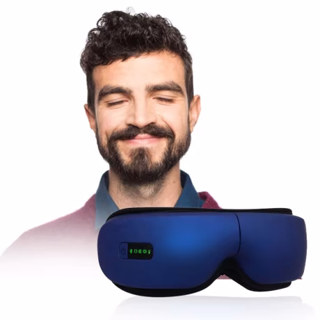 Intelligent Voice rechargeable luxury 3d heating vibration 180 degree folding blue tooth music relieve eye fatigue