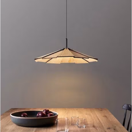 Japanese Style Nordic Wooden Pendant Light Fixture Simple LED Ceiling Hanging Lamp for Restaurant Cafe Bar Dining Table Bedroom