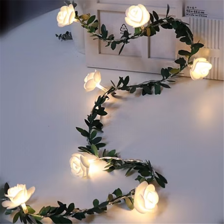 LED Rose Flower Fairy String Battery Lights Outdoor Indoor Garden Courtyard Holiday Party Decoration