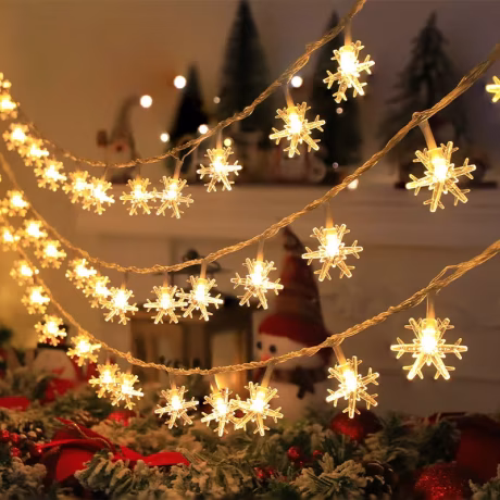 LED Snowflakes Outdoor Indoor String Lights Battery Operated Fairy Lights for Bedroom Dorm Patio Garden Christmas Party