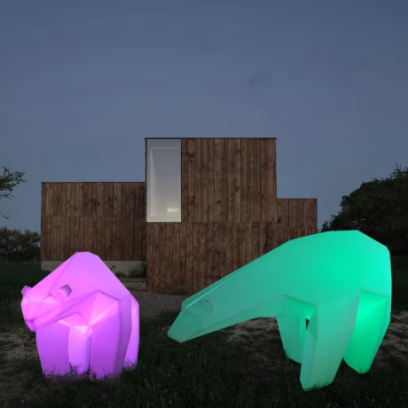 Luminous White Bear Night Lamp Decoration Square Patio Garden Landscape Lighting Remote Control Colorful Motif Light
