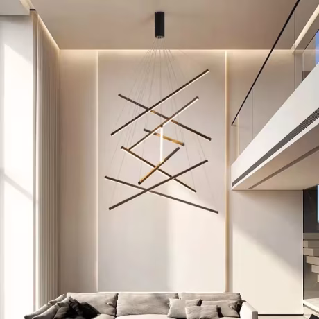Modern Chandelier Duplex Building Interior Black Stair Living Room Suspension Dining Room Pendant Luminaire