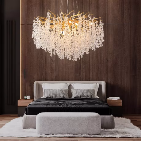 Modern Gold Chandeliers for Dining Room D31.5in Circular Pedant Chandelier Light Fixtures for Kitchen Island Bedroom Living Room
