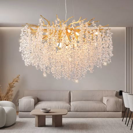 modern large k9 crystal gold chandeliers dining room Living room foyer entryway dendriform chandelier lighting