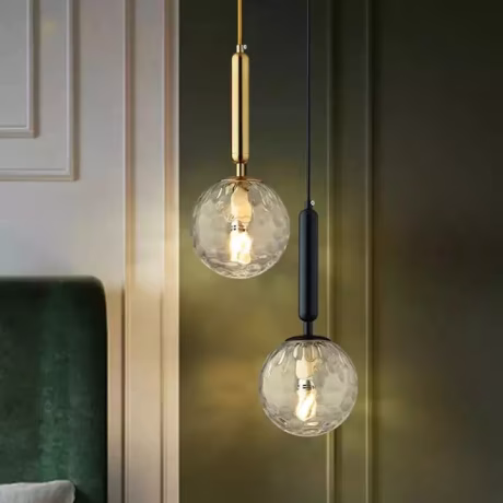 Modern Pendant Lamp Luxurious Gold Glass Ball Lampshade Hanging Lights Fixtures For Dining Room Bedroom Decoration Lighting