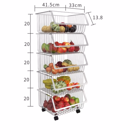Multi-layer Floor Fruit Vegetable Storage Basket Stainless Steel Bathroom Bedroom Toys Storage Rack Kitchen Organizer