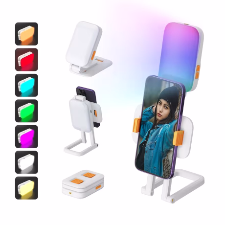 New Portable Pocket Multifunctional Cantilever Folding Mobile Phone Self Snap Tri Color+RGB Fill Light Rechargeable D2PRO