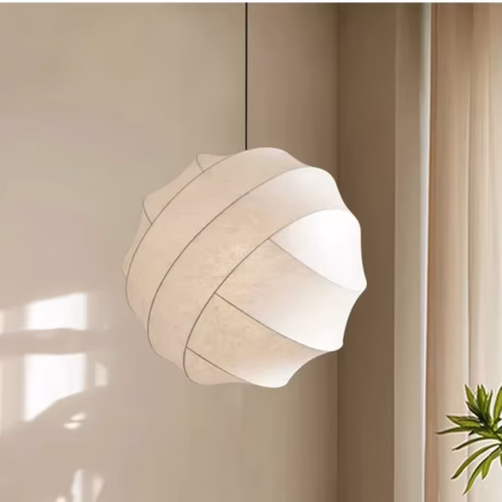 Nordic Round Silk Led Pendant Lights Living Dining Room Chandelier Home Decoration Bedroom Ceiling hanging Lamp Light fixture