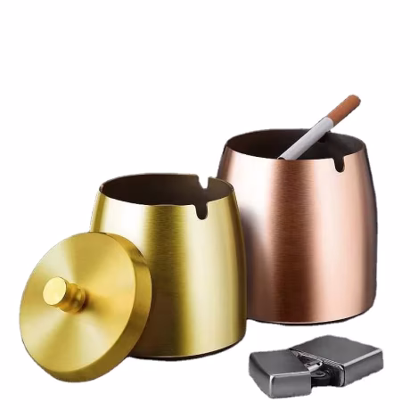 Outdoor ashtray with lid Cigarette butt container Stainless steel home table with lid suitable for indoor dining rooms
