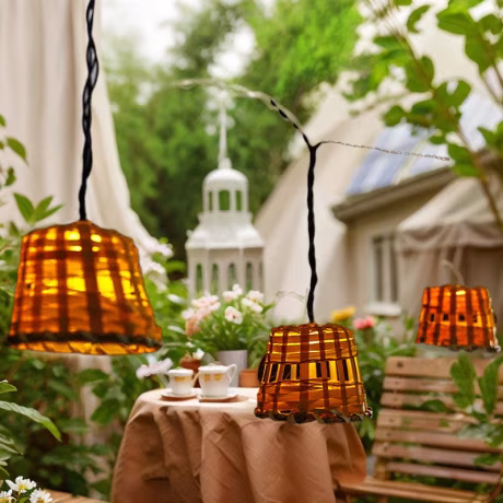 Outdoor Solar Lantern Rattan LED String Lights Solar Powered Patio String Lights for Garden Yard Porch Wedding Party Decor