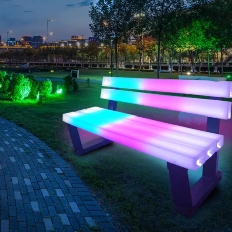 Park Bench Seat Lighting Furniture Patio Leisure Row Chair Square Long Benches RGB Beauty Chairs Decoration Garden