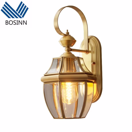 Patio Mount Exterior Wall Lamp Fixture Sconce Lantern Clear Glass Wall Light Porch Front Gate Garden Lighting
