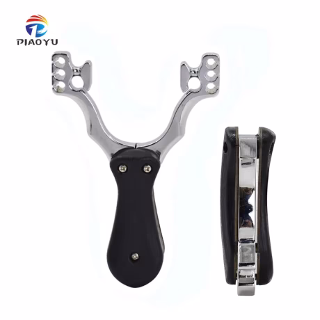 PIAOYU Portable Alloy Bow Head Flat Rubber Band Folding Slingshot Big Power Outdoor Precision Shooting Foldable Pocket Slingshot