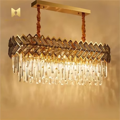 Post Modern Stainless Steel Lamp Rectangle Light Luxury Living Room Crystal Simple Villa Nordic Dining Room Bedroom Chandelier
