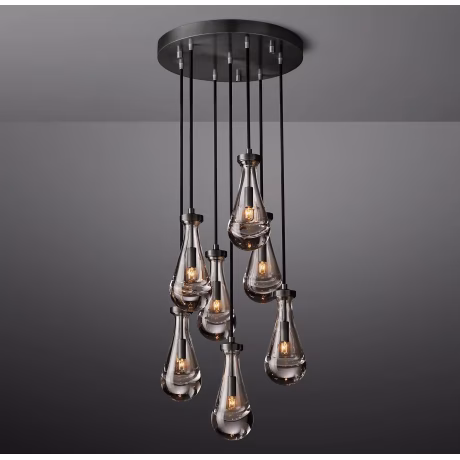 Postmodern Blown Glass Raindrop Ceiling Lights Vintage Dining Room Lining Room Home Deco Hang Rain Round Chandelier 18" CZ2898/7