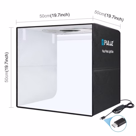 Quick Charge PULUZ 50cm Folding Portable Ring Light Photo Lighting Studio Shooting Tent Box with Dual-Side Backdrops