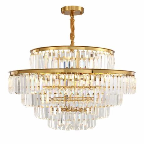 Round Modern Chandelier Luminaries For Living Room Round Hang Crystal Dining Room Muti Layers Light Fixture For Ceiling