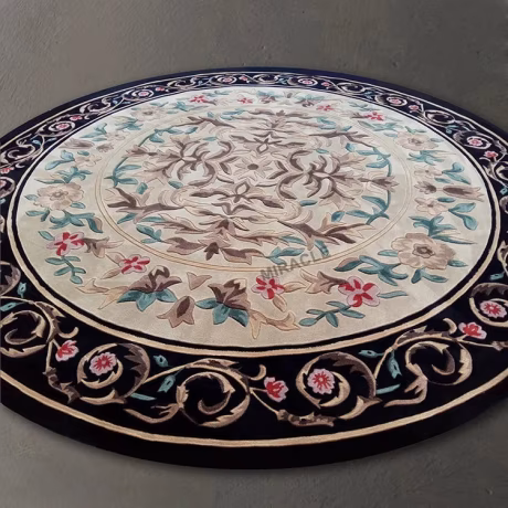 Round Vintage Black Carpet Non-Slip Entrance Mat Farmhouse Bedroom 10 feet Circle Tufting Custom Area Rug