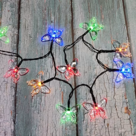 Solar Butterfly Light String Outdoor Waterproof 8 mode Solar Patio Light Garden Party Wedding Christmas