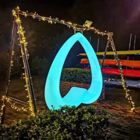 Solar Led Patio Swings Light-emitting Swing Clock Frame Lover Seat Wedding Photos Light Emitting Seesaw Hanging Chair