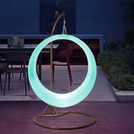 Solar Round Swing Ring Illuminated Chair Seat Bar Ornaments Solar Night Lamps RGBW Patio Swings for Garden Decoration
