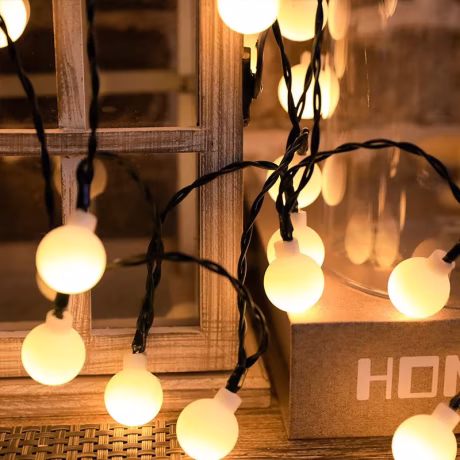 Solar String Lights Outdoor Waterproof White Ball with 8 Lighting Modes for Garden Wedding Party Patio Holiday Decor
